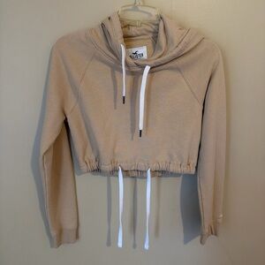 Hollister Women's Beige Cropped Hoodie